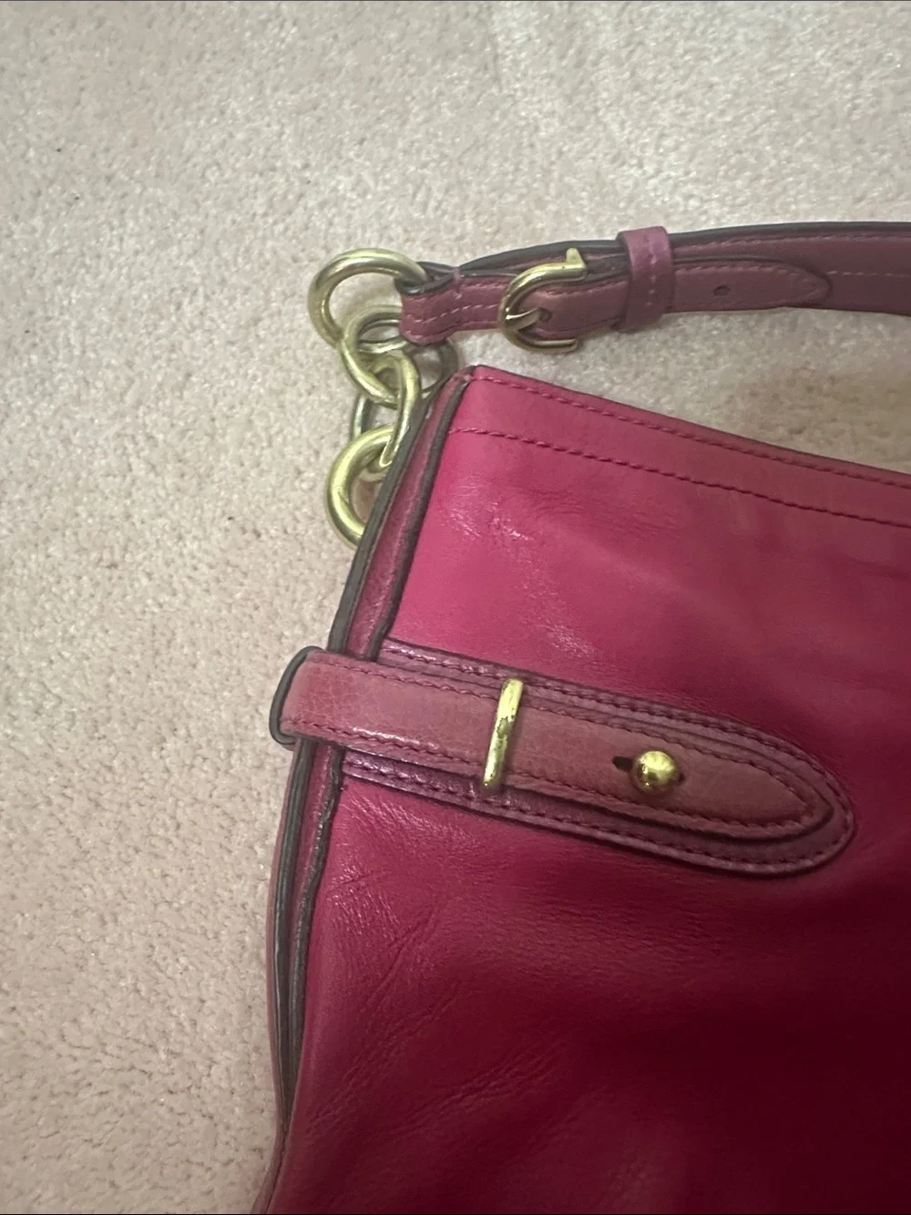 Coach Colette Hobo Bag Vibrant Pink Gold Hardware